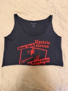 Brandy Melville Black Graphic Cropped Tank Top